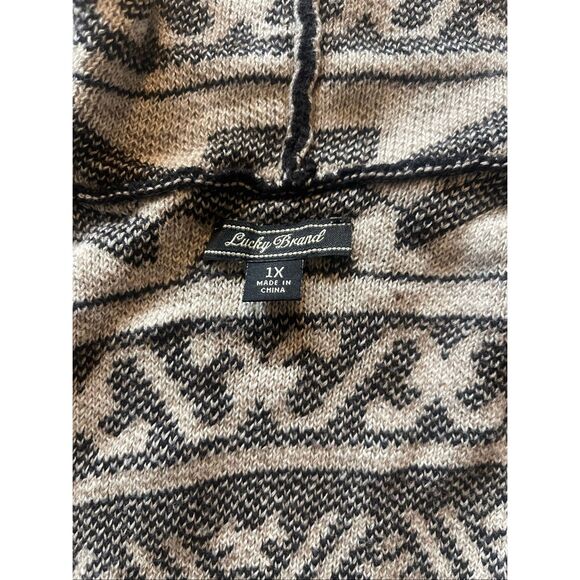 Lucky Brand Open Cardigan Native American Print Black & White Women’s Plus Size - Picture 3 of 4